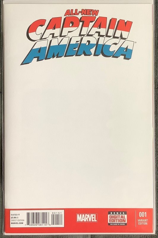 All-New Captain America #1 Blank Cover Variant (2015, Marvel) NM/MT