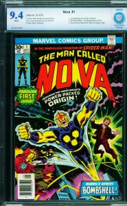 NOVA #1 cbcs 9.4 white pages First Nova Guardians of the Galaxy 1976 Marvel