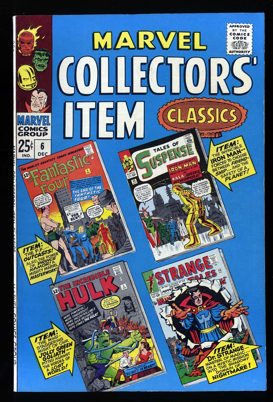 Marvel Collectors' Item Classics 6 VF 8.0 Comic Books Silver Age
