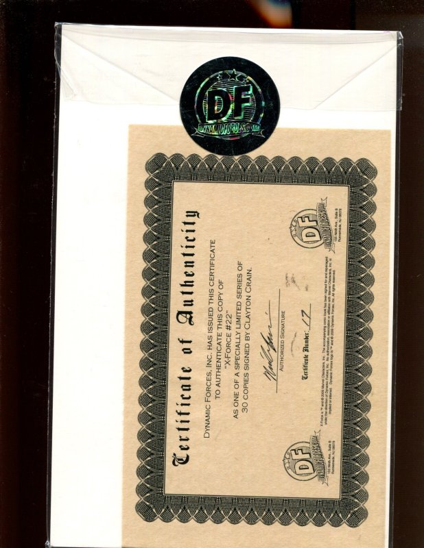 X Force #22 - VARIANT SIGNED BY CLYATON CRAIN 17/30 SEALED! (9.0/9.2) 2010