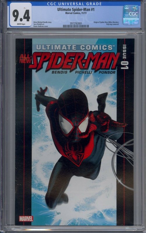 ULTIMATE SPIDER-MAN #1 CGC 9.4 MILES MORALES ORIGIN 2011