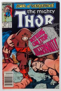 The Mighty Thor #411 (1989) NEWSSTAND, 1st cameo team app of The New Warriors