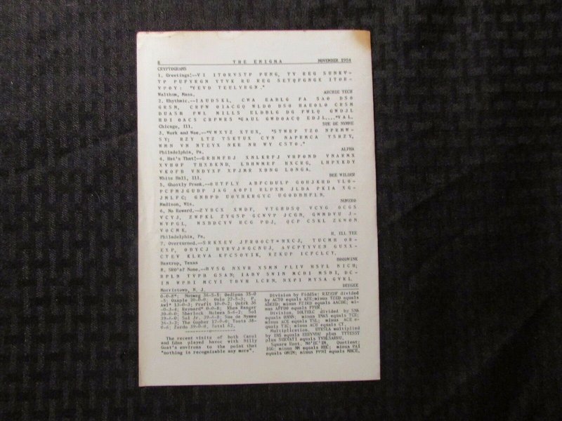 1954 THE ENIGMA Puzzle Fanzine #608 VG 4.0 Crosswords Cryptograms 8pgs