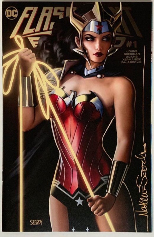 FLASHPOINT BEYOND #1 SZERDY WONDER WOMAN MINIMAL TRADE DRESSS SIGNED SET W/COA.