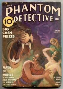 Phantom Detective Pulp January 1938- Fangs of Murder- Tiger cover