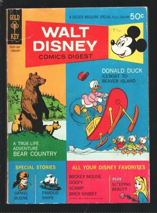 Walt Disney Comics Digest #20 1970-Carl Barks-Daniel Boone-Brer Rabbit-Sleepi...