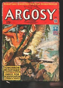 ARGOSY 2/1943-First issue produced by Popular Pubs-Returns to pulp format-War...