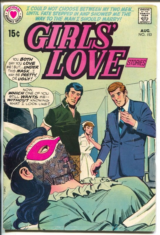 Girls' Love Stories #153-1970-DC-masked woman-love triangle-classic issue-FN-