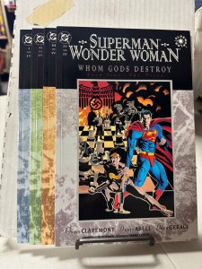 SUPERMAN WONDER WOMAN WHOM GODS DESTROY 1-4 DC COMIC SET COMPLETE ABELL 1997 NM