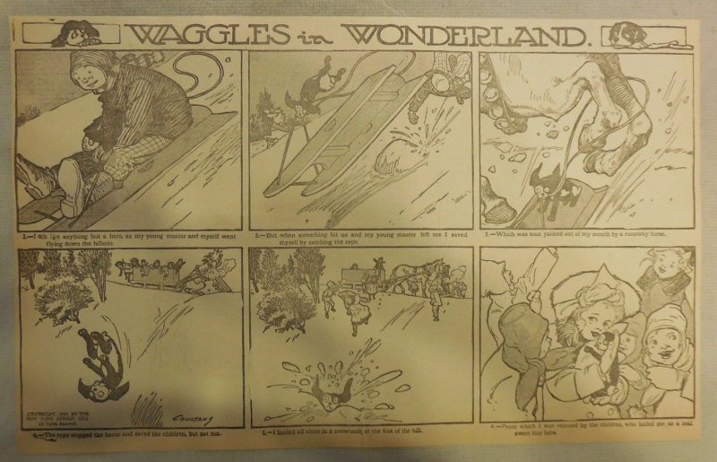 Waggles (The Dog) in Wonderland by Coultaus from 1909 Half Page Size!