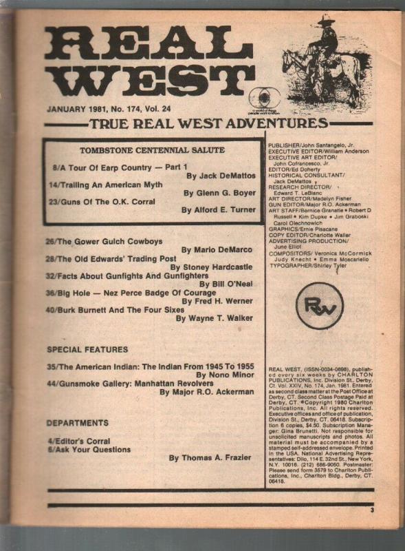 Real West 1/1961-Charlton-Earl Norem-Wyatt Earp-Mario DeMarco-VG