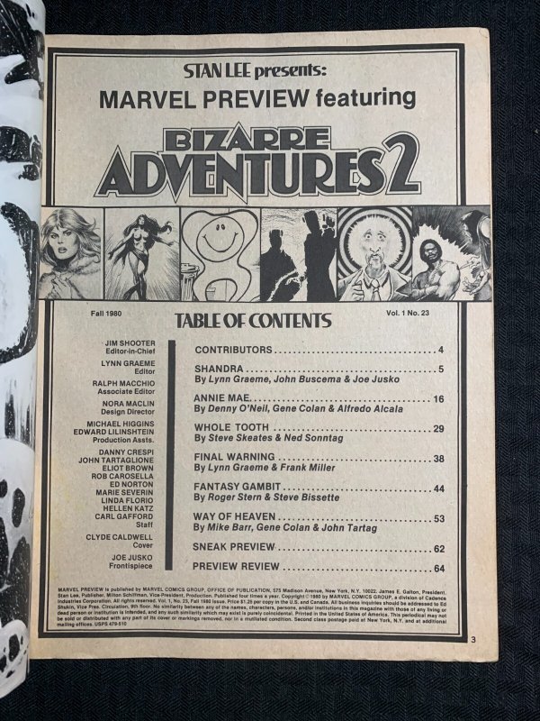 1980 BIZARRE ADVENTURES 2 Magazine #23 VG 4.0 Frank Miller