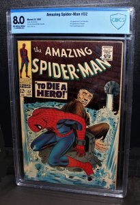 Amazing Spiderman #52 /  CBCS 8.0 VFN /  1st Joe Robertson /  Sept 1967