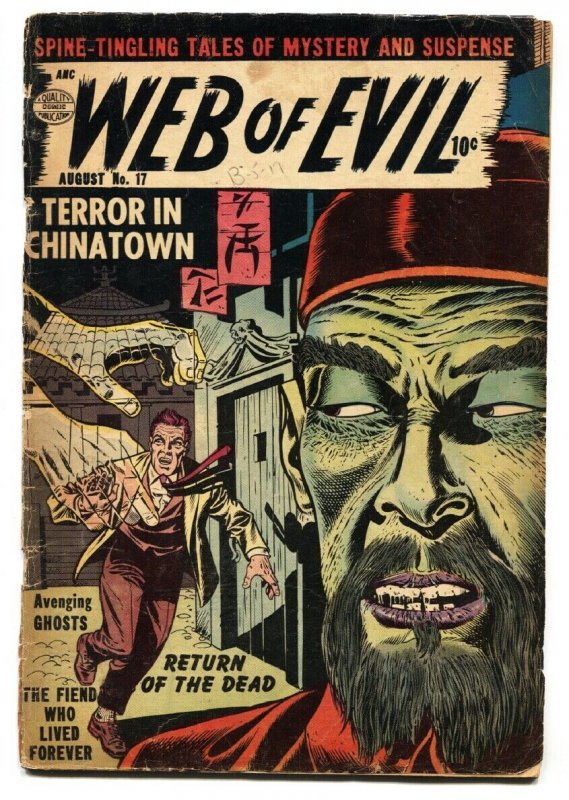 WEB OF EVIL #17 1954 QUALITY COMICS ASIAN MENACE OPIUM G- 