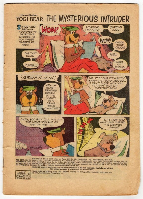 Yogi Bear #23 VINTAGE 1966 Gold Key Comics (Coverless) 