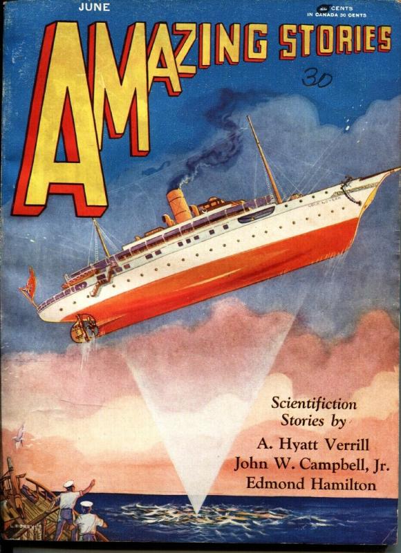 AMAZING STORIES JUNE 1930-EDMOND HAMILTON-L. MOREY cover