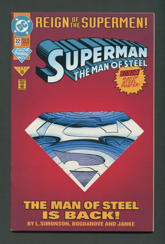 Superman Man of Steel #22 / 8.5 VFN+  June 1993