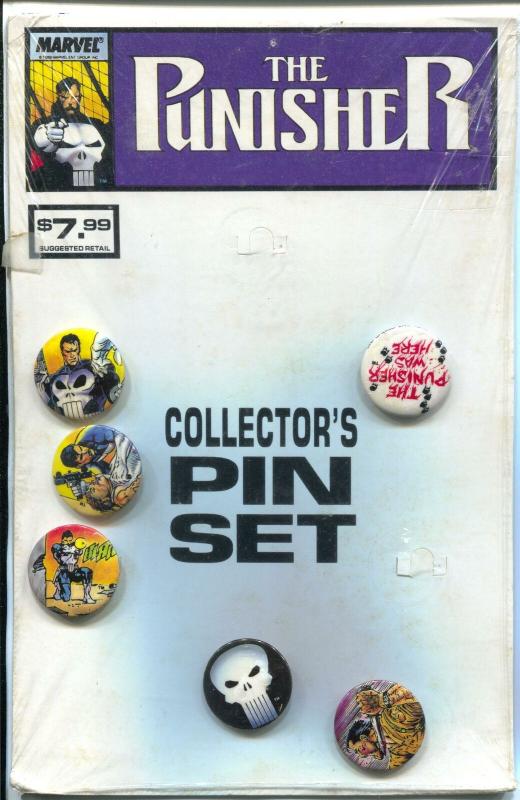 Punisher Pinback Button Set of 6 Buttons 1970's-sealed in original plastic-1 ...