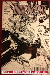 Thunderbolts# 128 By Marvel 3rd Printing Variant Edition Sketch Coloring Signed 