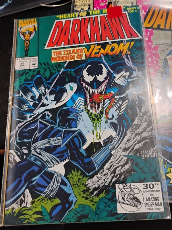 DARKHAWK # 14  1992 marvel DISNEY VENOM  heart of the hawk pt  5 newstand
