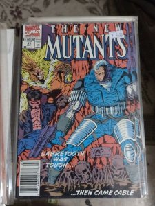 NEW MUTANTS  # 91 1990 marvel  LIEFELD cable sabertooth   newstand variaNT