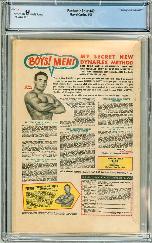 Fantastic Four #49 (1966) CGC 4.5! 1st Full appearance of Galactus!