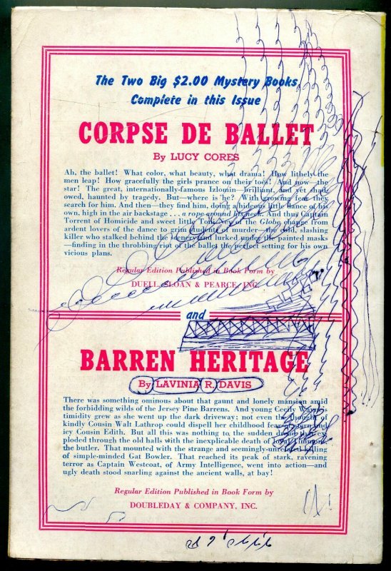 Two Complete Detective Books January 1947- Corpse de Ballet VG/F