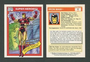 1990 Marvel Comics Card  #42 (Iron Man)  NM