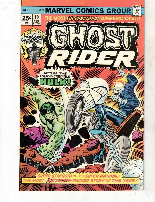 Ghost Rider #10 1975 VF/NM or better High-Grade GR vs Hulk! BEANTOWN CERTIFICATE