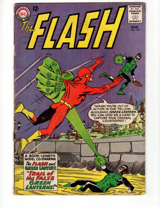 The Flash #143 (1964) THE TRAIL OF THE FALSE GREEN LANTERNS! / ID#348