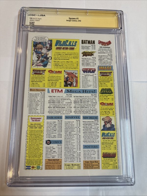 Spawn (1992) # 1 (CGC 9.8 SS) Signed & Sketch Ken Stacy • Signed Todd McFarlane