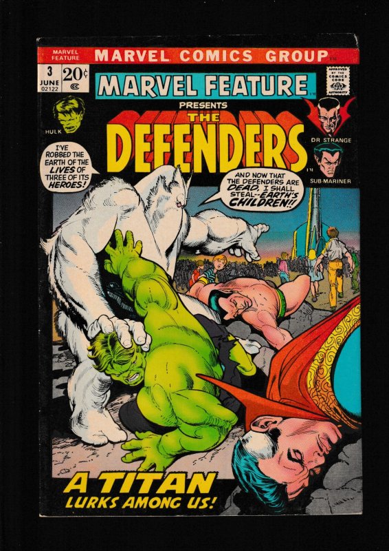 Marvel Feature #3 (1972) FN/VFN / 3RD DEFENDERS / HULK / NAMOR / DOCTOR STRANGE