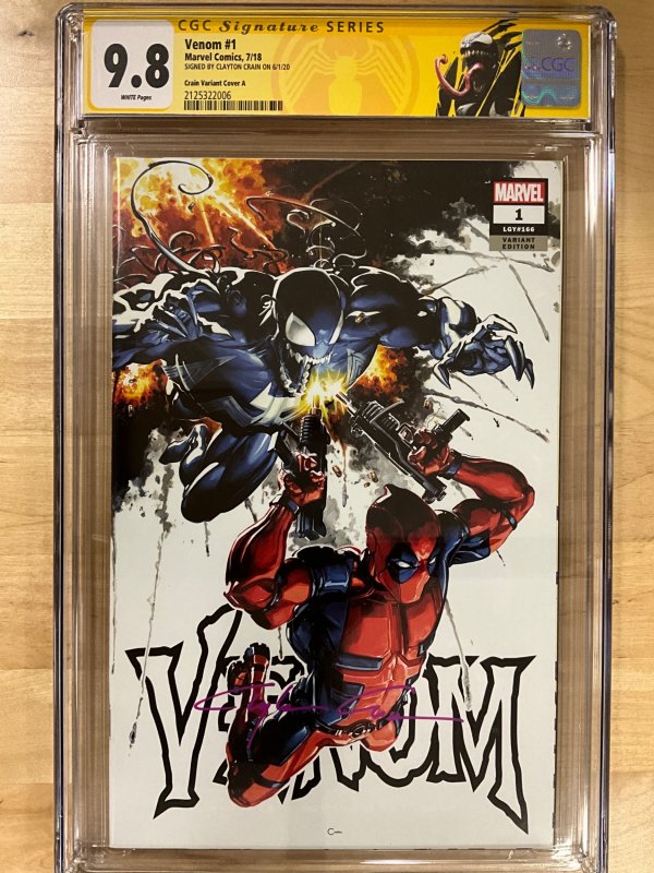 Venom #1 Crain Cover A (2018) CGCSS 9.8 Signed by Clayton Crain