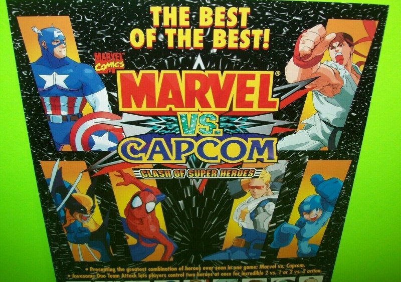 Marvel VS Capcom Super Heroes Arcade FLYER 1998 Original Venom Spiderman MegaMan 