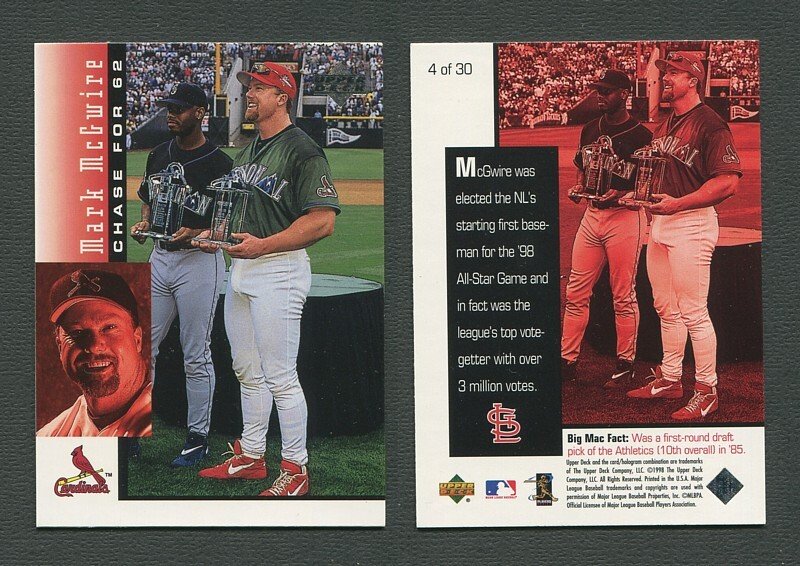 1998 Upperdeck Mark McGwire HR Commemorative Card / MINT