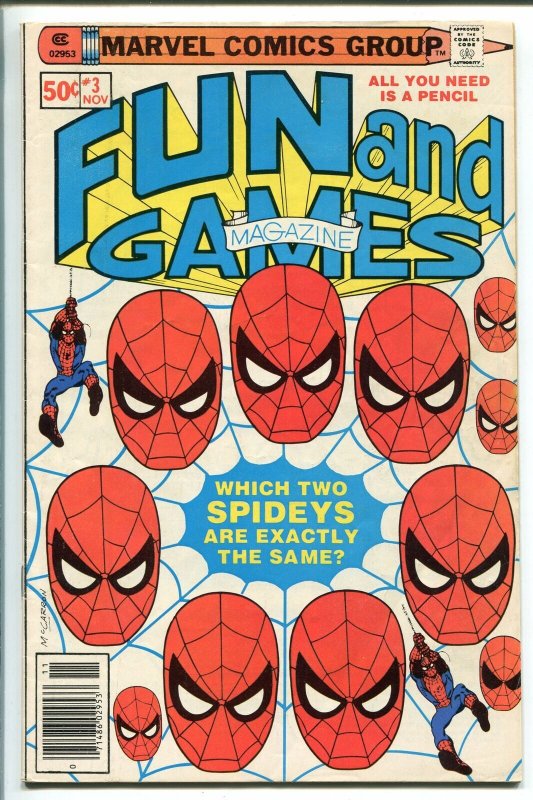 MARVEL FUN AND GAMES #3 1979-UNWORKED PUZZLES AND GAMES-SPIDERMAN-vf minus