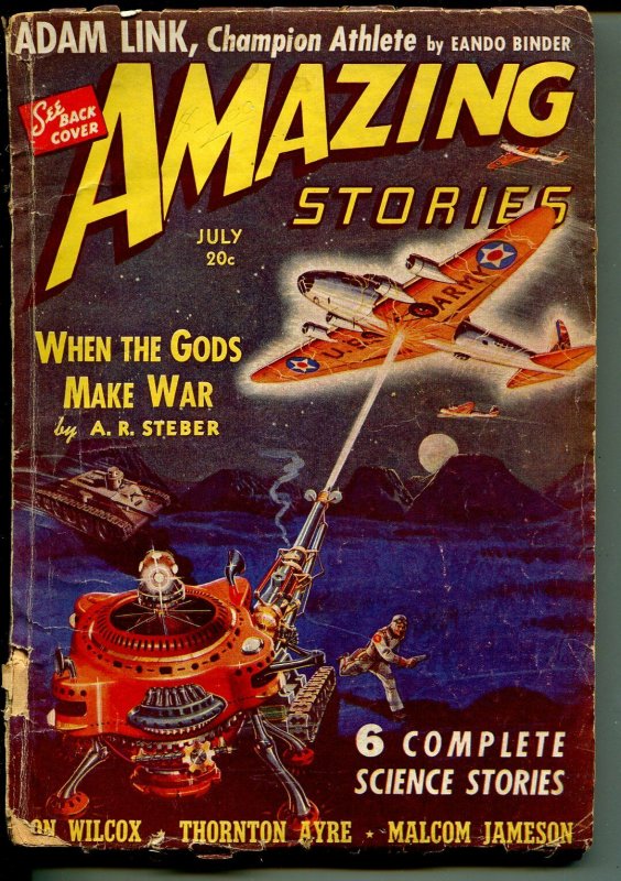 Amazing Stories 7/1940-Eando Binder-Robert Fuqua-pulp thrills-G/VG