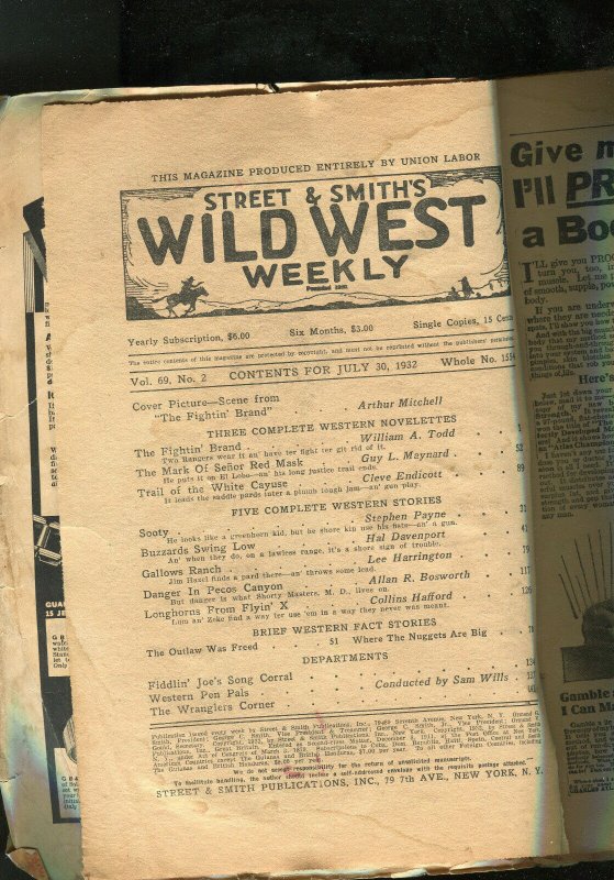 Wild West Weekly Pulp Magazine July 30 1932 #1554 (GD) 