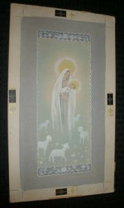 CHRISTMAS Mother Mary Baby Jesus Halo 5 Sheep 8x14 Greeting Card Art #15-I