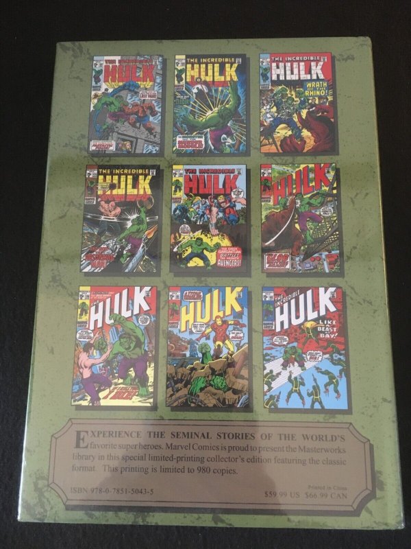 MARVEL MASTERWORKS Vol. 167: THE INCREDIBLE HULK Sealed Hardcover 