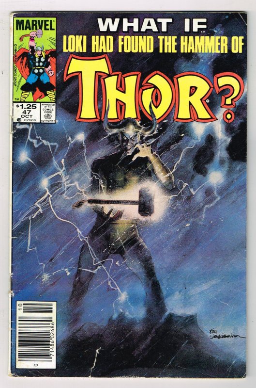 WHAT IF # 47 MARVEL 1984 LOKI HAD FOUND THE HAMMER OF THOR NEWSSTAND Copy