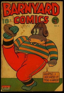 Barnyard Comics #3 1944- Football cover- Nedor Funny Animals- Gerber No Show G