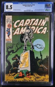 (1969) Captain America #113 CGC 8.5 WP! Classic STERANKO Cover!