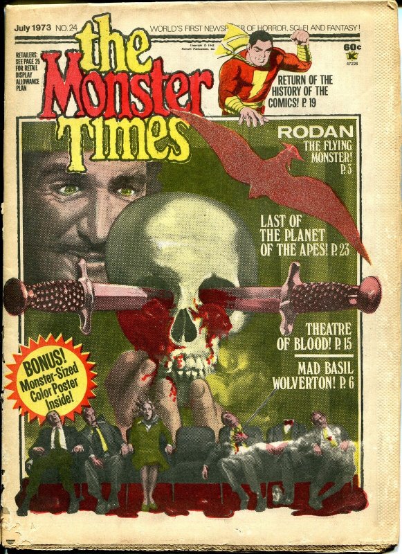 The Monster Times #24 Horror Newspaper 1973 Theatre of Blood Rodan Planet Apes