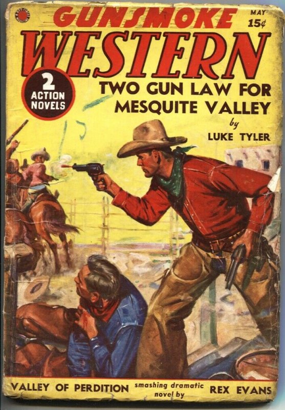 GUNSMOKE WESTERN #6-MAY 1938-TWO GUN LAW FOR MESQUITE VALLEY-RED CIRCLE