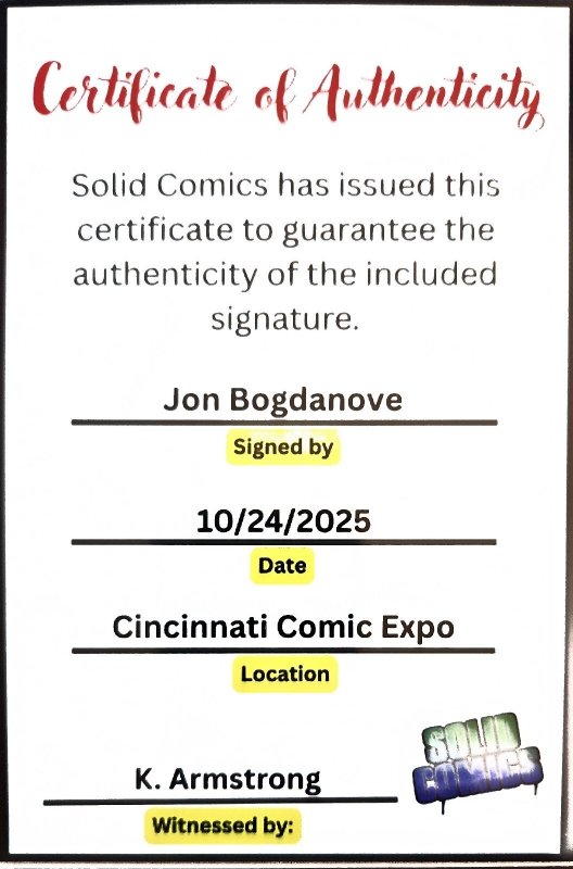 FANTASTIC FOUR VS. THE X-MEN #3 Signed by Jon Bagdanove w/COA