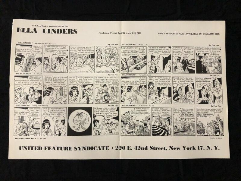 Ella Cinders Newspaper Comic Dailies Proof Sheet 4/21/1952