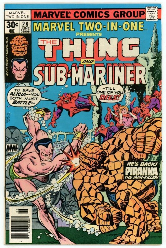 Marvel Two In One #28 NM 9.2 Marvel 1977 Bronze Age Thing Submariner