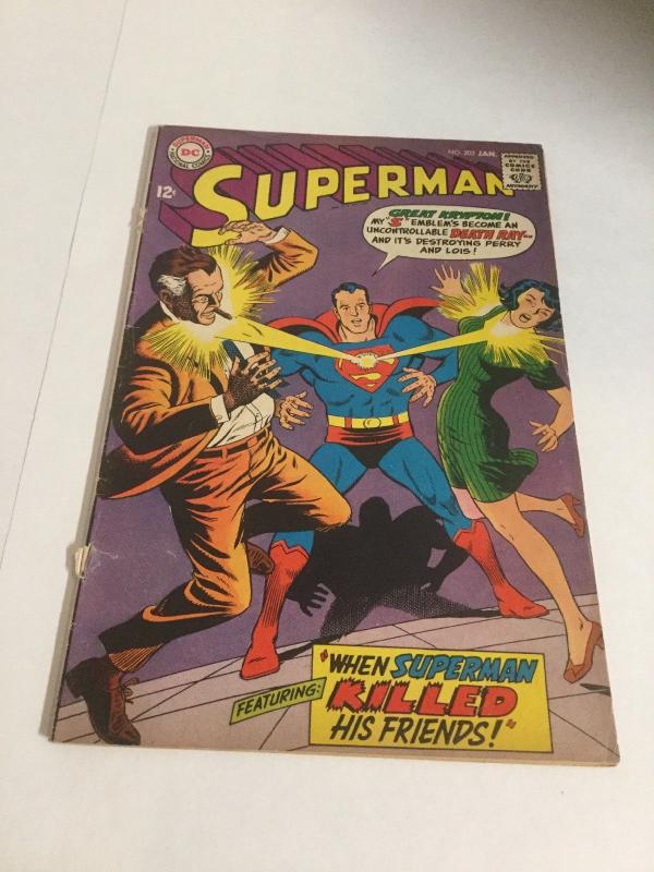 Superman 203 Vg Very Good 4.0 Cover Detached DC Comics Silver Age