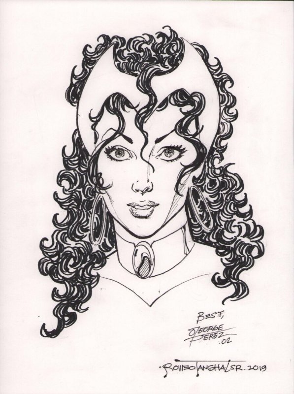 Scarlet Witch Bust Art - Penciled By Perez In 2002 Inked By Tanghal In 2019